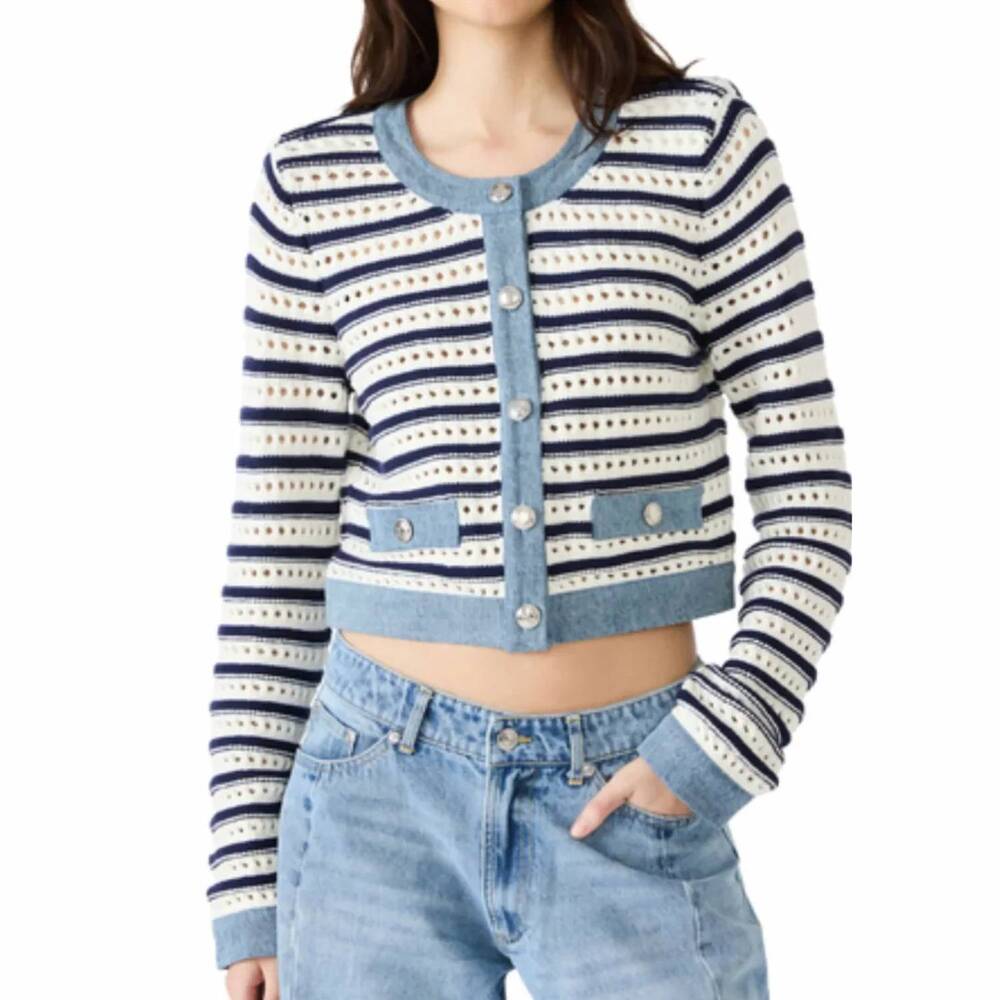 NEW STEVE MADDEN casette sweater cardigan in ivory